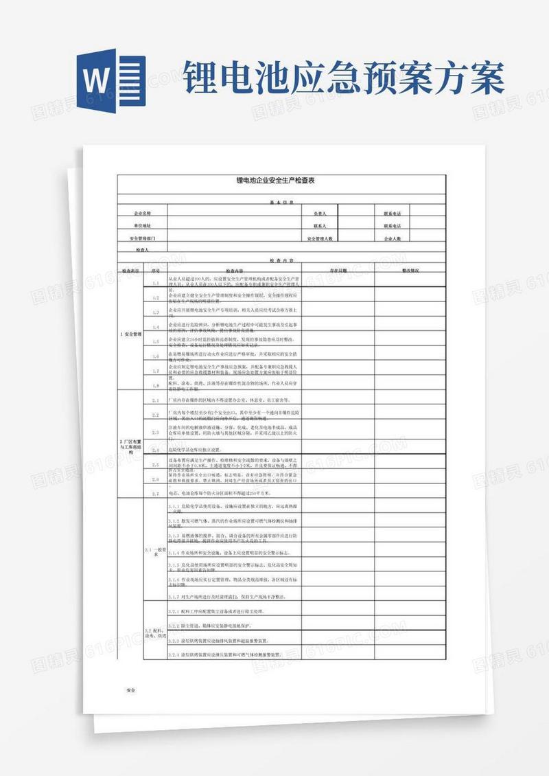 深圳市锂电池行业企业安全生产检查表(2019年)