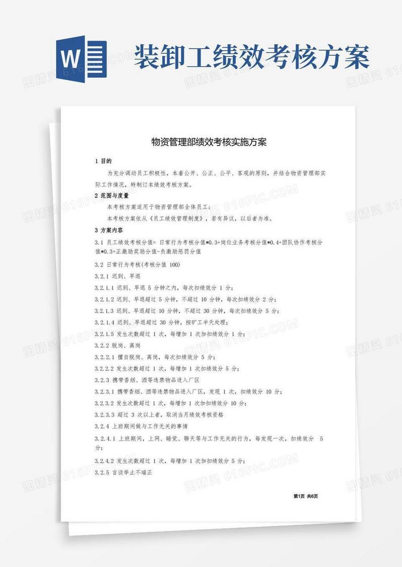 物资管理部绩效考核办法