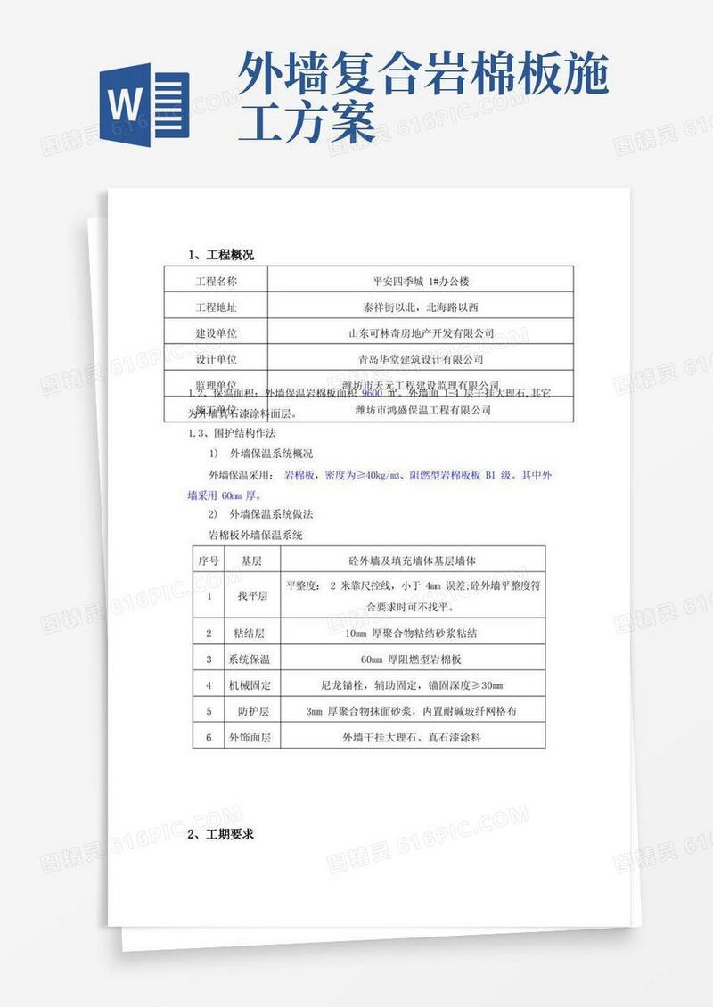 外墙岩棉板板外墙保温专项施工方案
