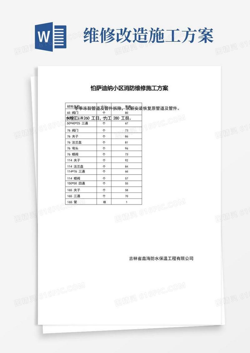 消防管道改造维修施工方案
