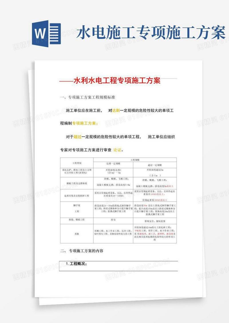 水利水电工程专项施工方案