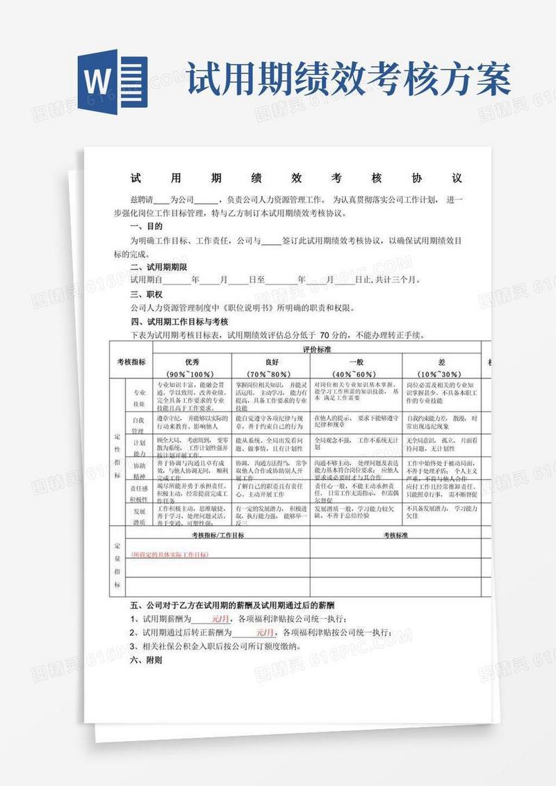 (完整版)试用期考核协议