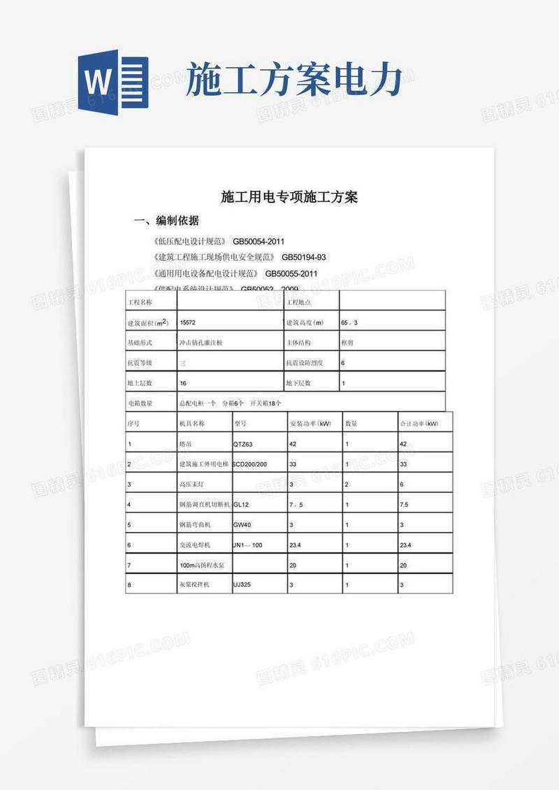 施工用电专项施工方案