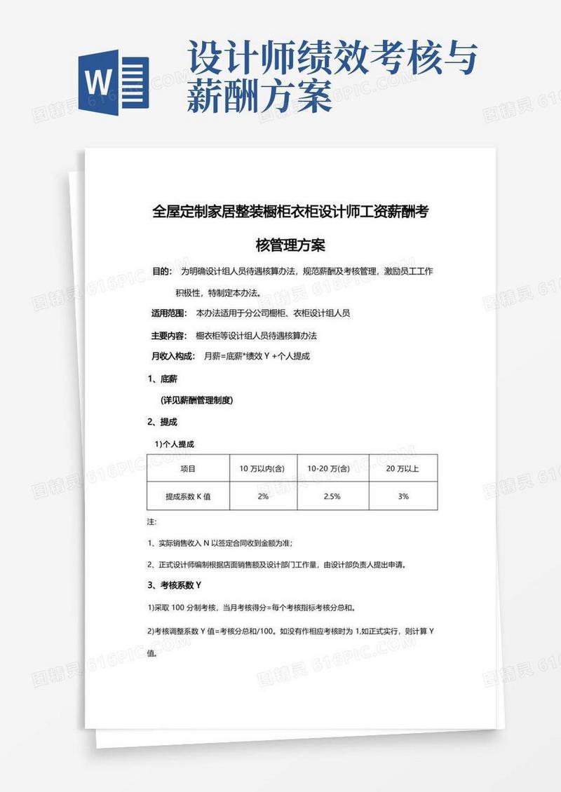 定制品设计师工资薪酬考核管理方案