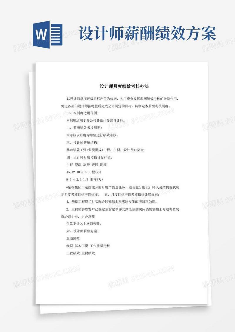 设计师月度绩效考核办法