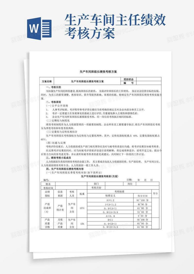 生产车间班组长绩效考核方案[1]