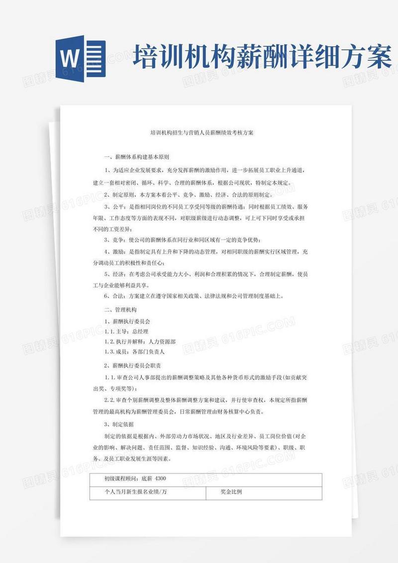 教育培训机构招生与营销人员薪酬与绩效考核方案(共三篇)