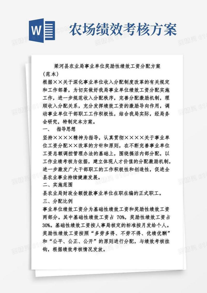 梁河县农业局事业单位奖励性绩效工资分配方案
