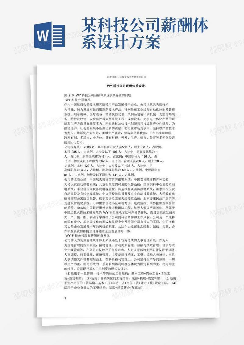 WY科技公司薪酬体系设计