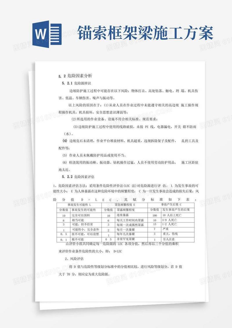 边坡高度大于30米以上的锚索框格梁防护工程施工方案(中)