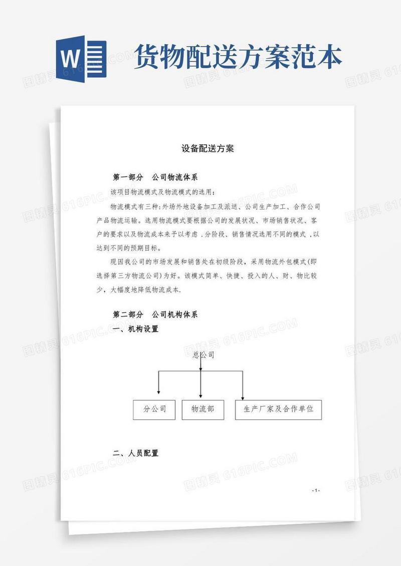 公司产品物流配送方案【范本模板】