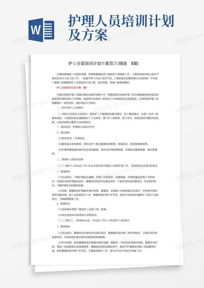 护士分层培训计划方案范文（精选5篇）