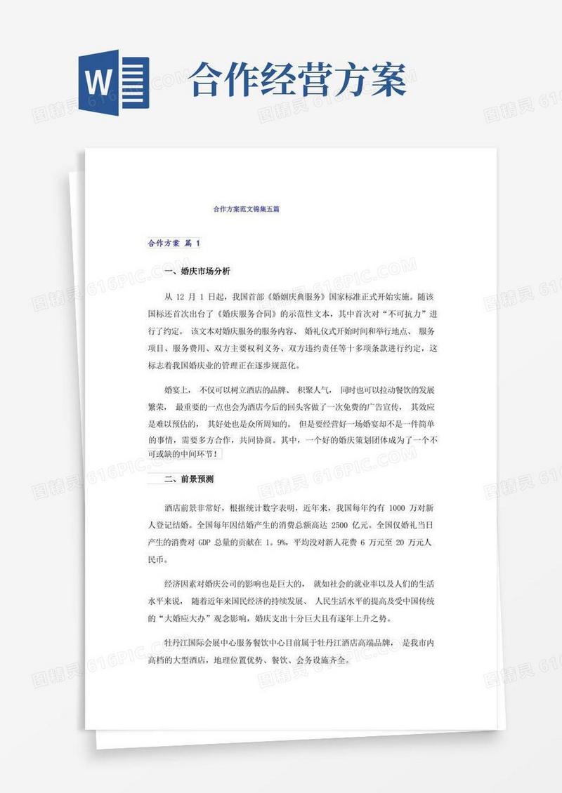 合作方案范文锦集五篇