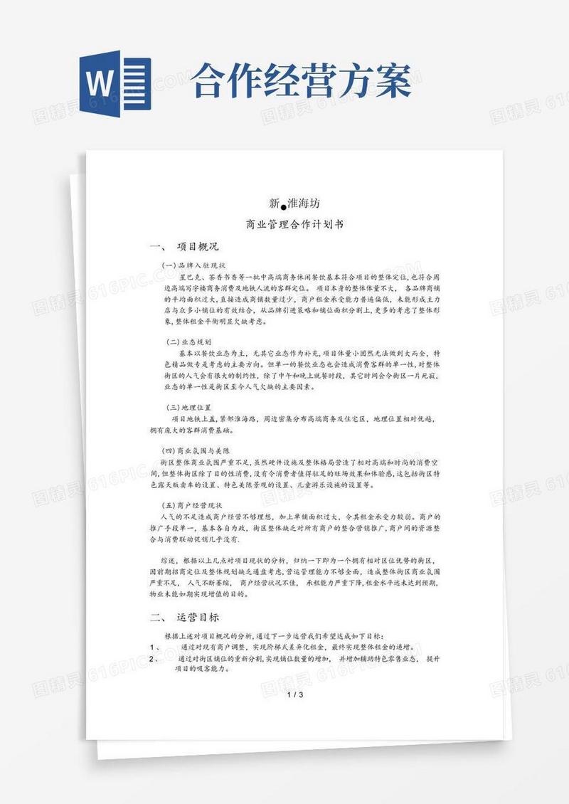商业运营合作框架方案