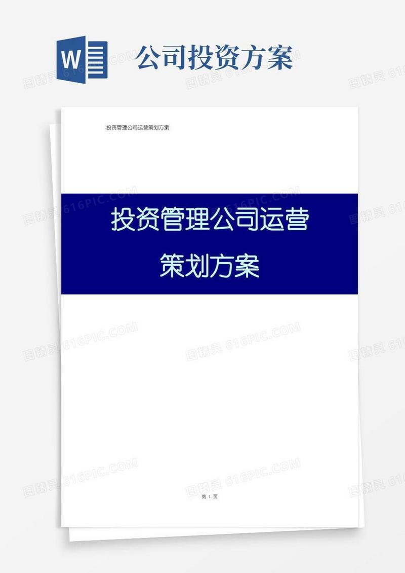 投资管理公司运营策划方案