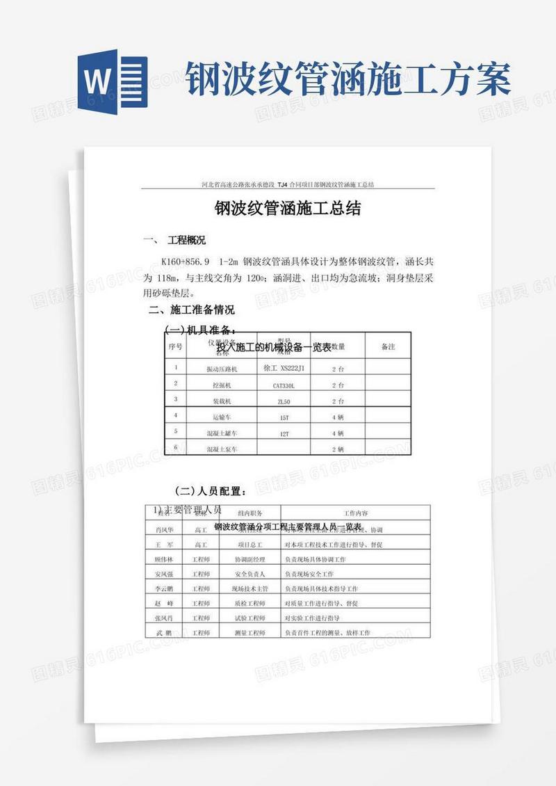 钢波纹管涵施工方案总结