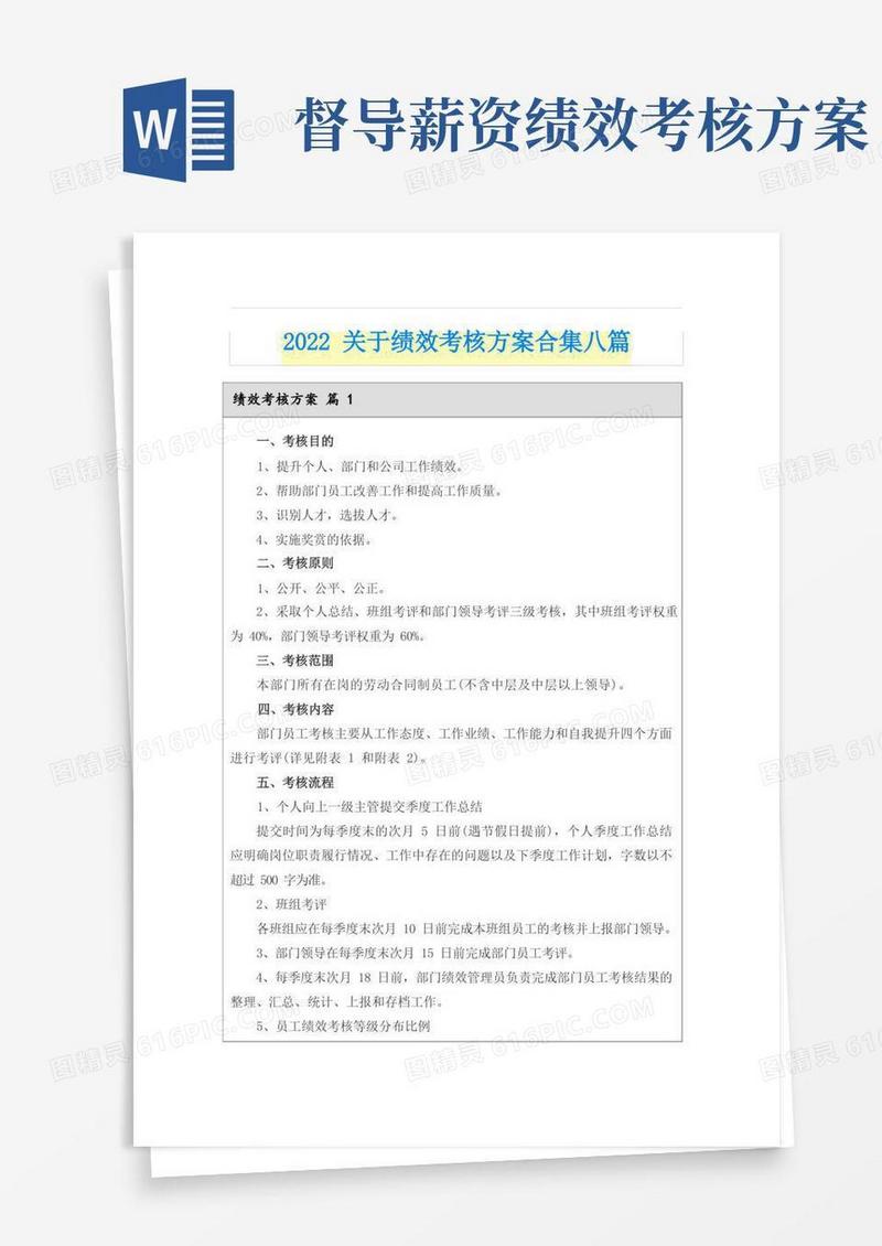2022关于绩效考核方案合集八篇