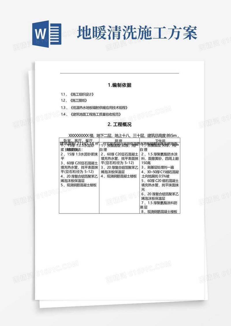 节能地暖地面工程施工设计方案