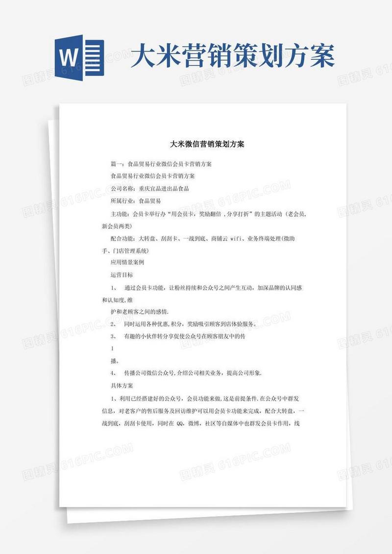 大米微信营销策划方案