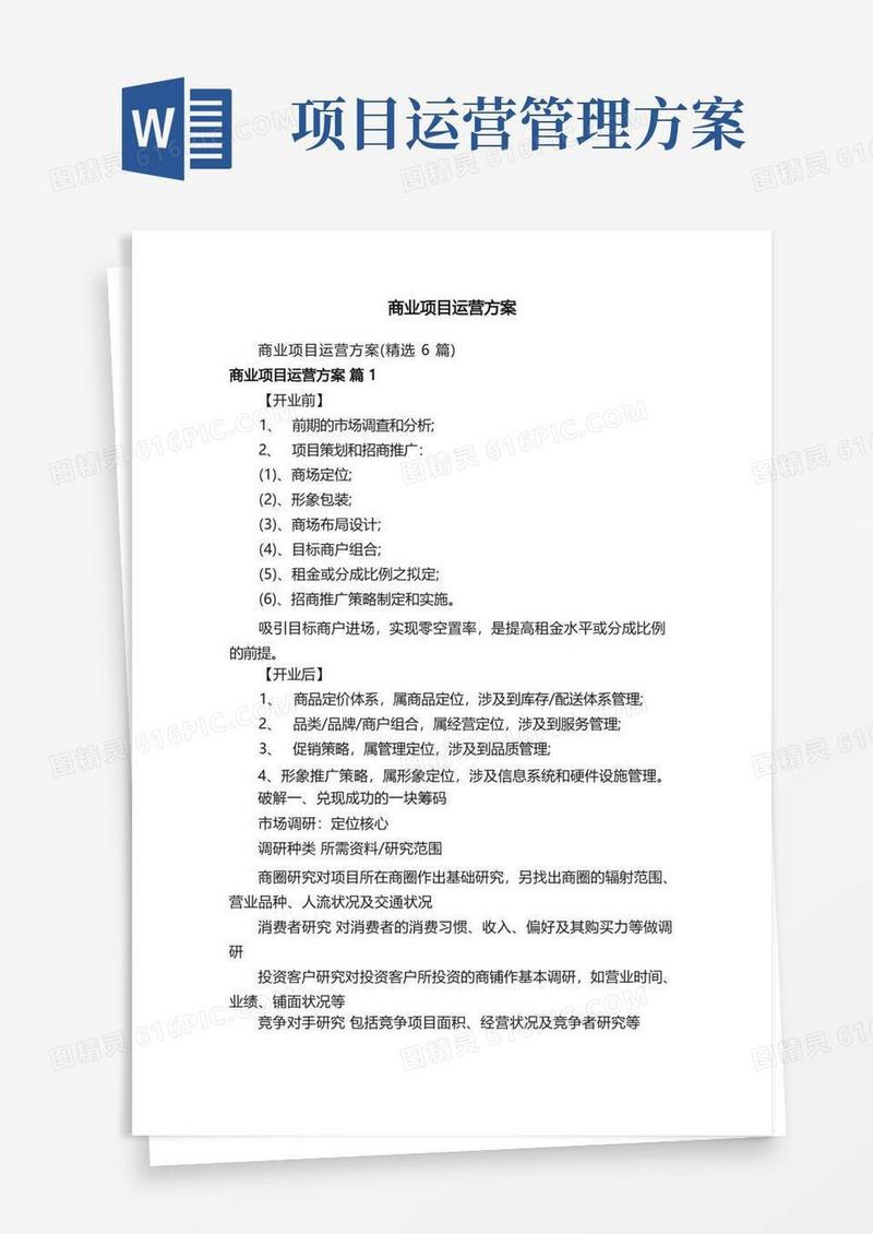 商业项目运营方案