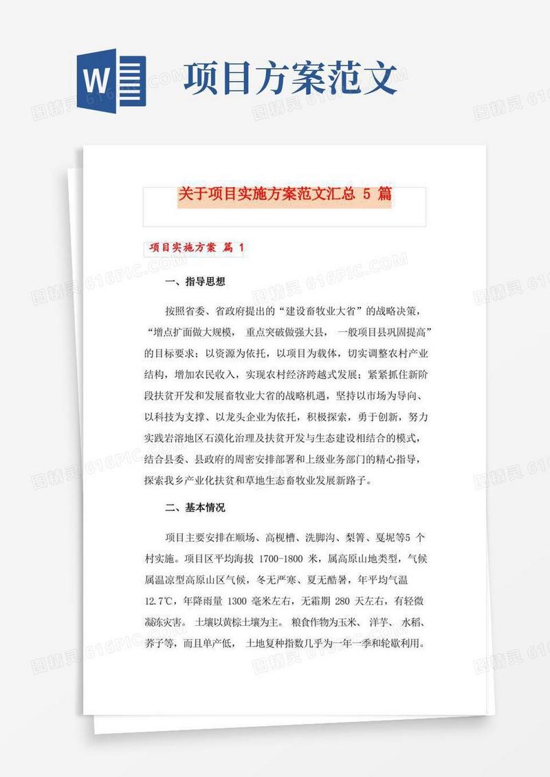 关于项目实施方案范文汇总5篇