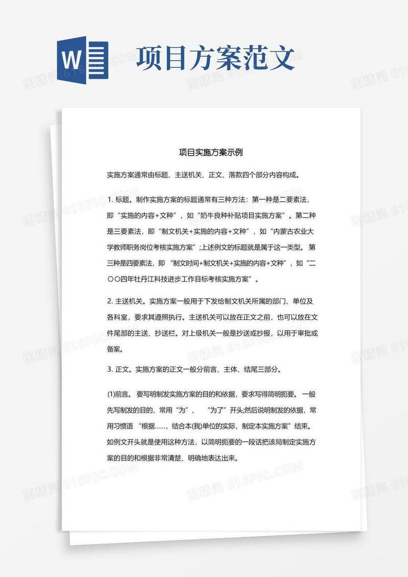 项目实施方案示例范文500字