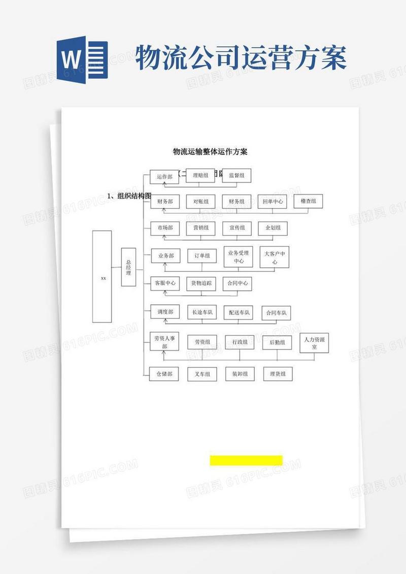 物流运输整体运作方案