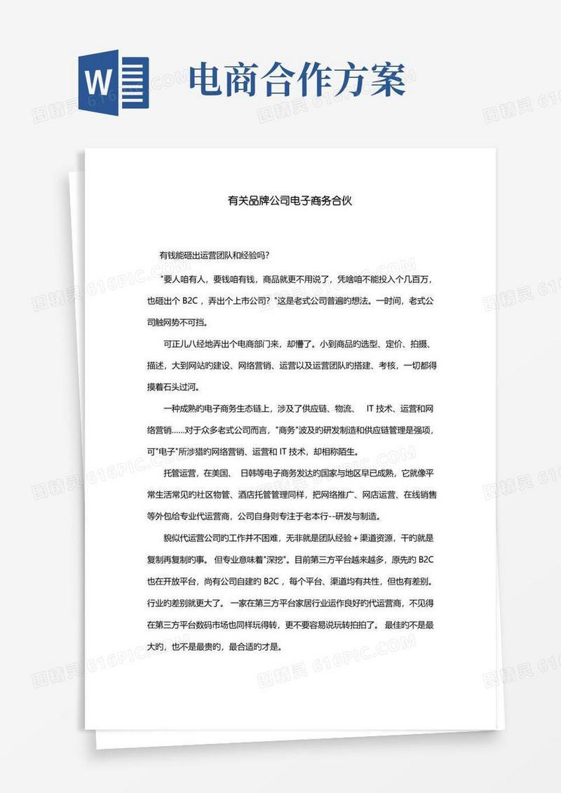 电子商务合作项目合作方案