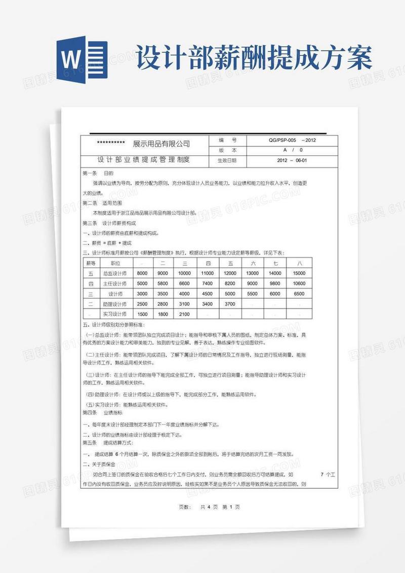 设计部业绩提成管理制度