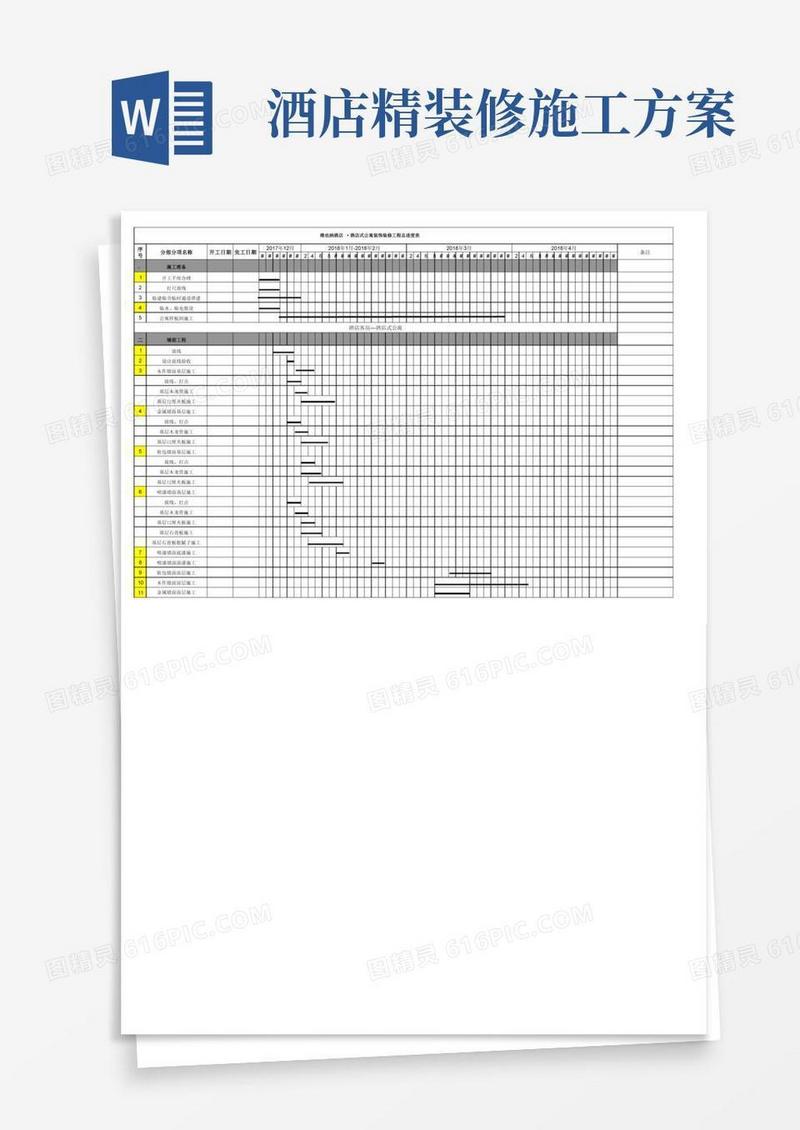 五星级酒店精装修施工进度计划