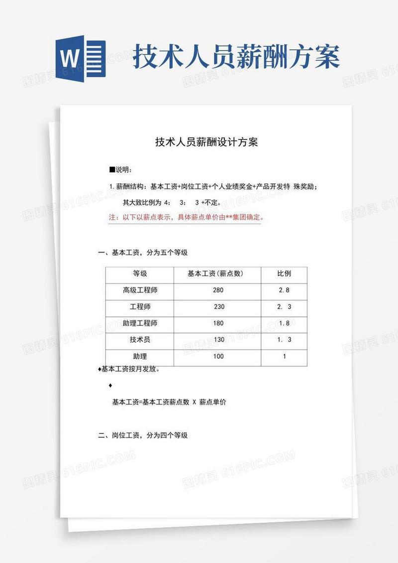 技术人员薪酬设计方案