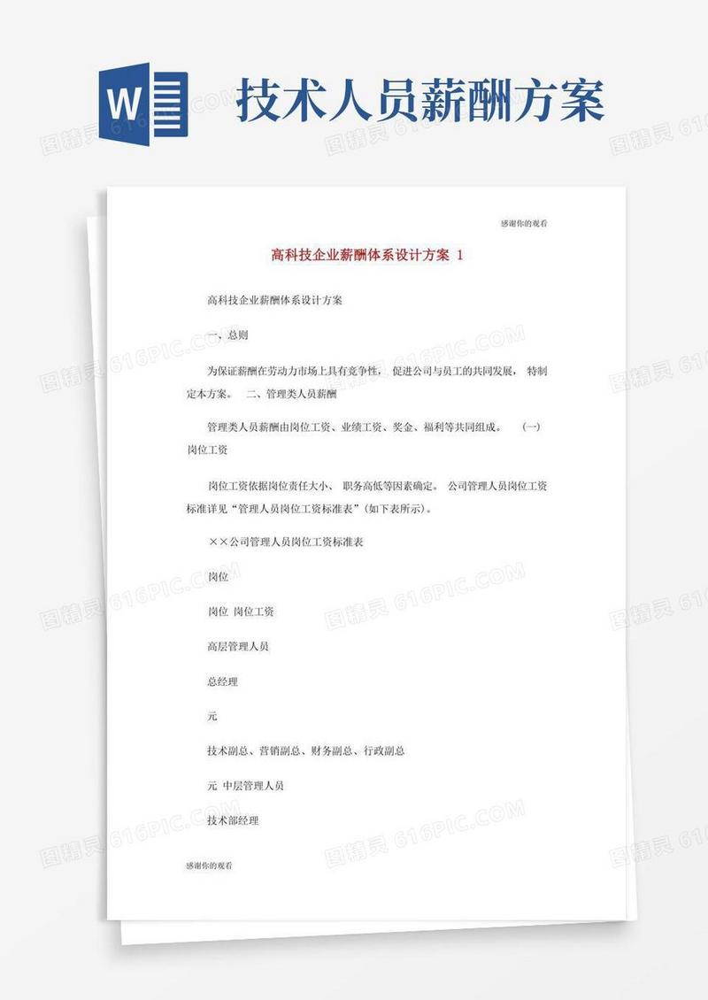 高科技企业薪酬体系设计方案.doc