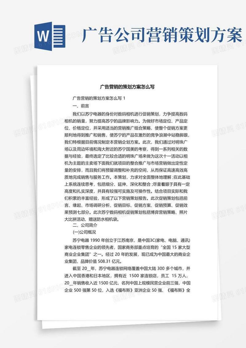 广告营销的策划方案怎么写