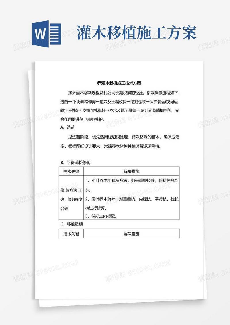 乔灌木栽植施工技术方案