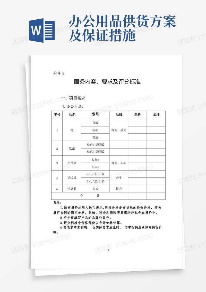 办公耗材供货服务方案_附件