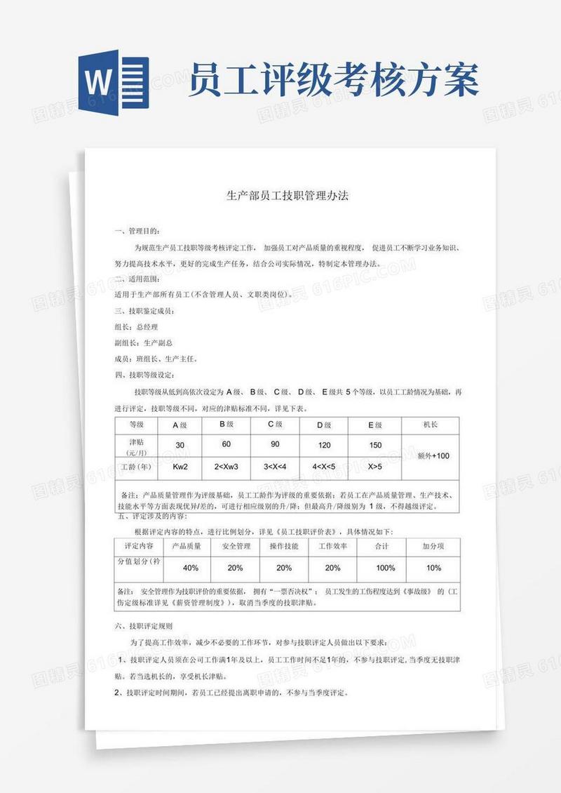员工技能等级评定办法