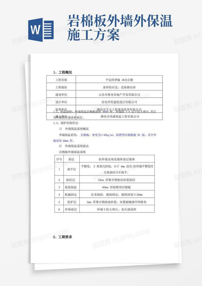 外墙岩棉板板外墙保温专项施工方案