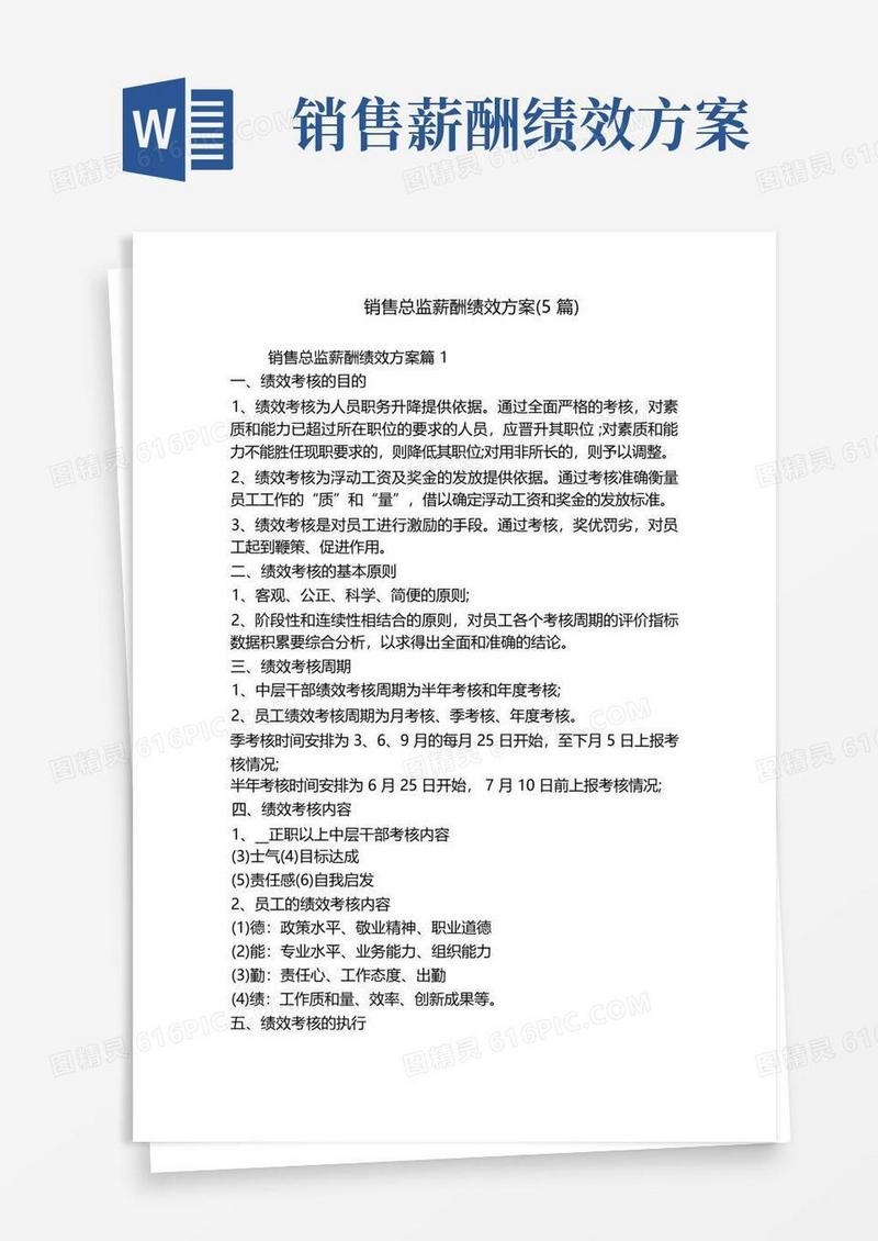 销售总监薪酬绩效方案(5篇)