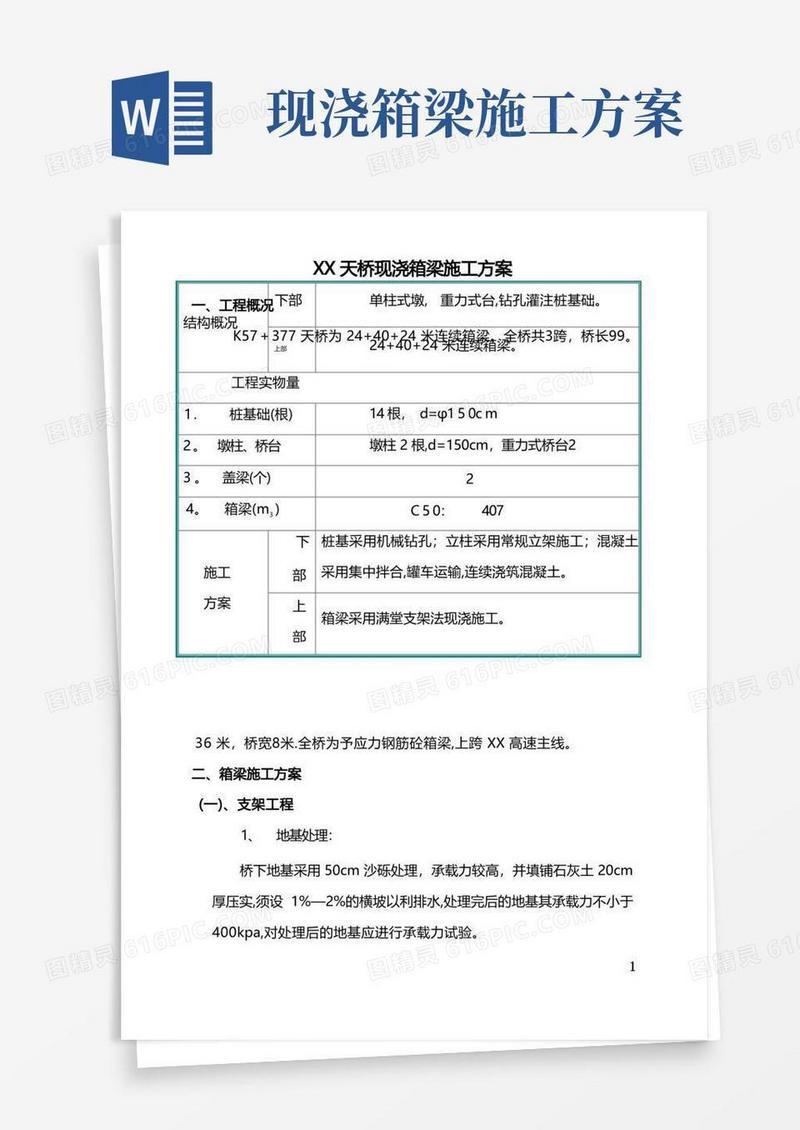 天桥现浇箱梁施工方案