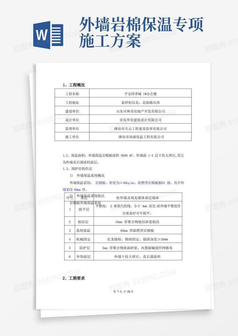 外墙岩棉板板外墙保温专项施工方案详解