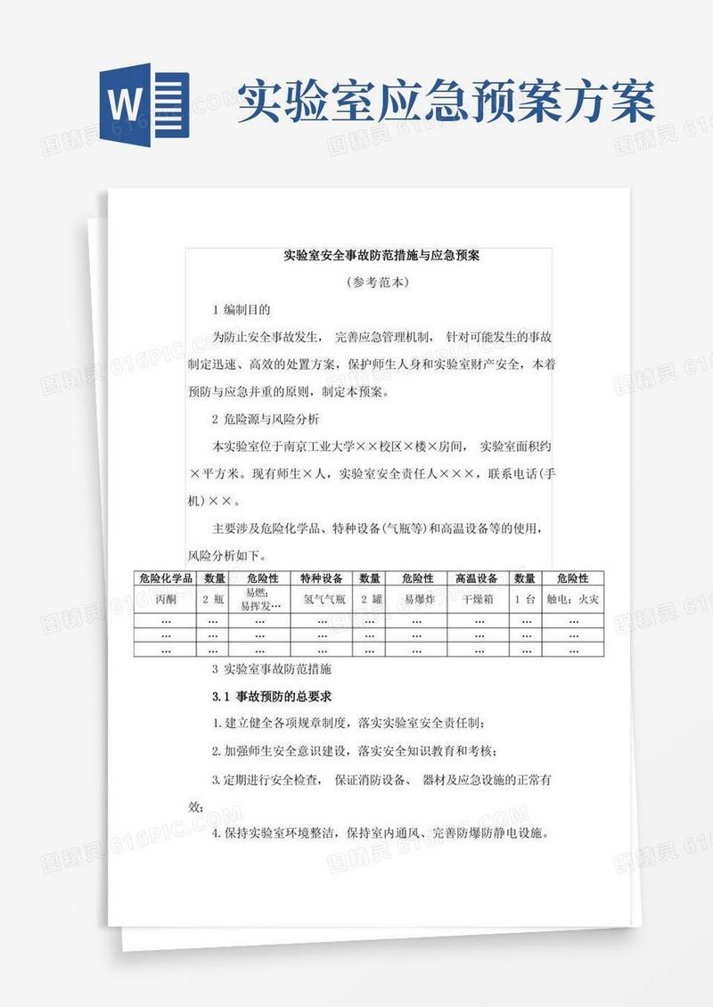 实验室安全事故防范措施与应急预案