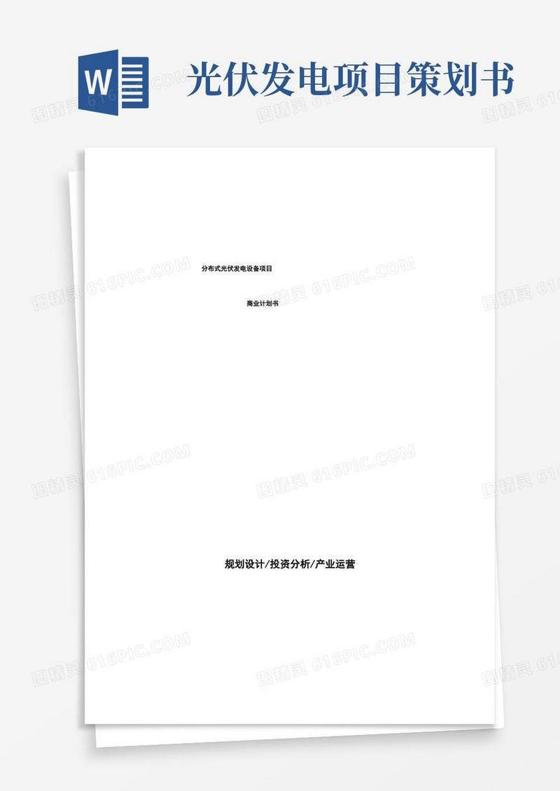 分布式光伏发电设备项目商业计划书