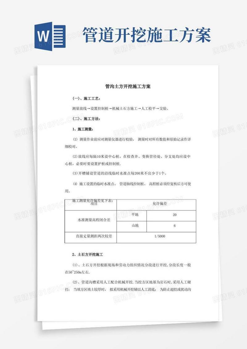 管沟土方开挖施工方案