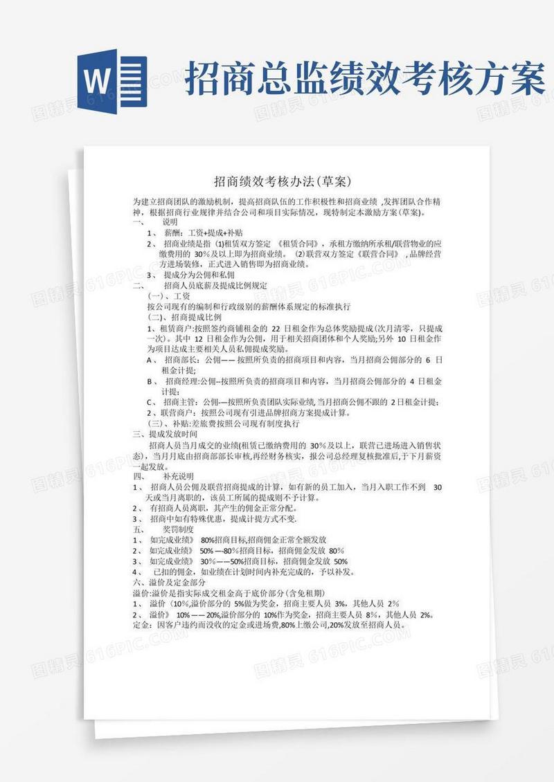 招商绩效考核办法
