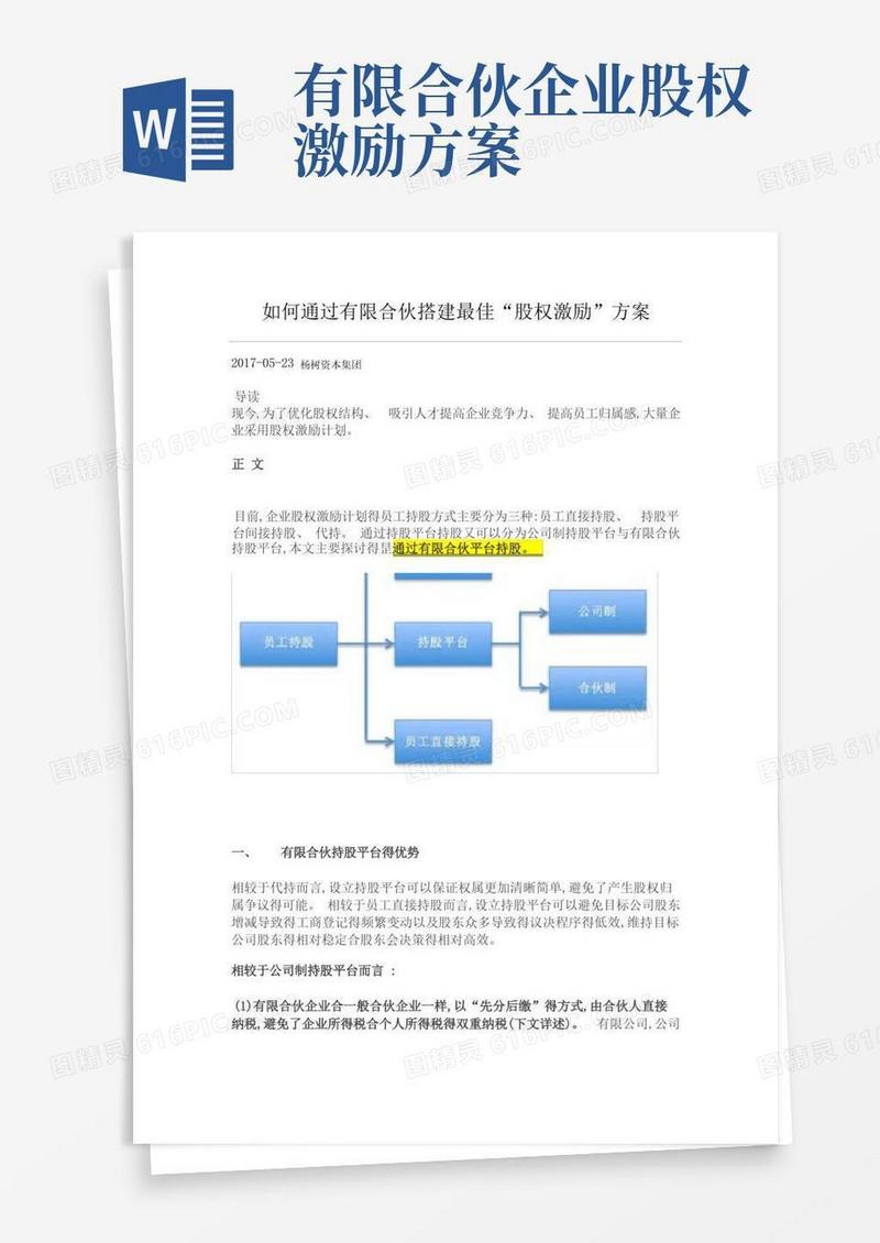 如何通过有限合伙搭建最佳“股权激励”方案