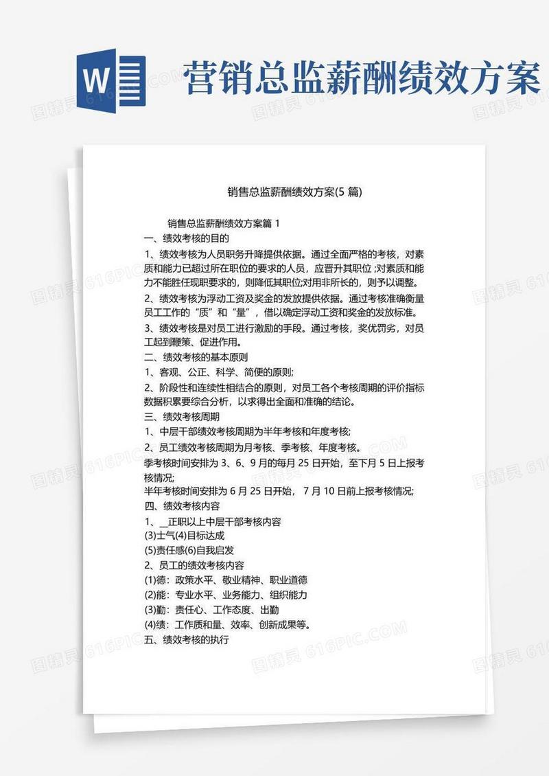 销售总监薪酬绩效方案(5篇)