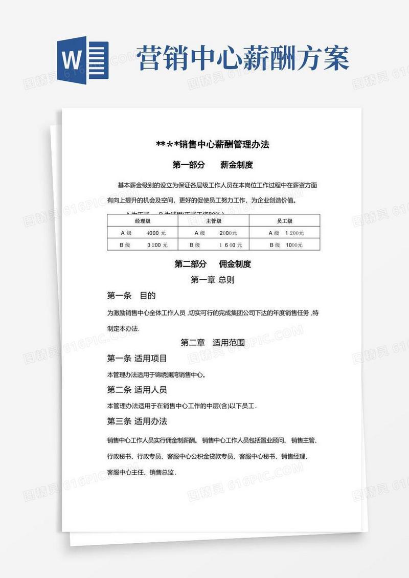 楼盘营销中心薪酬管理办法