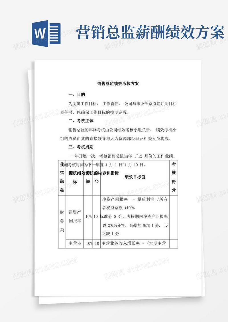 销售总监绩效考核方案实施细则