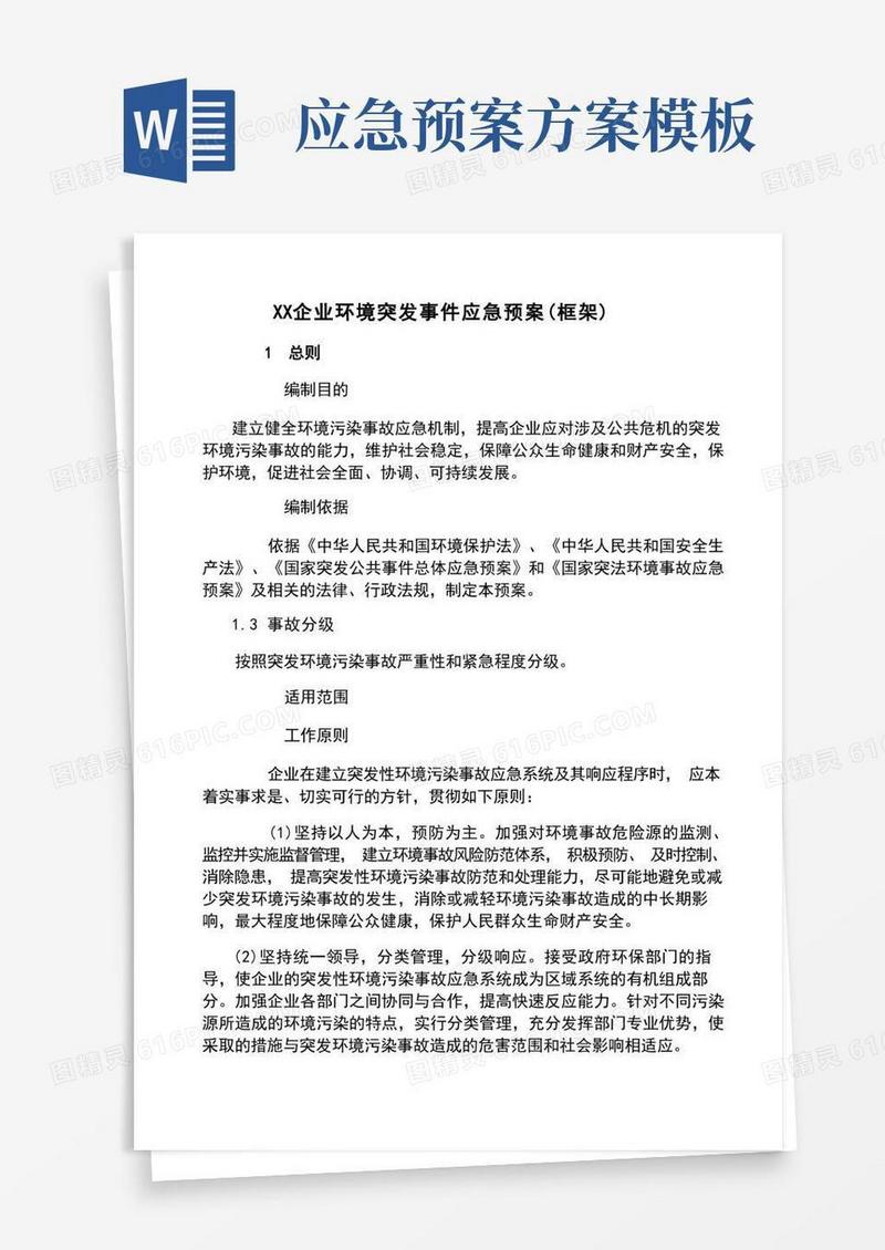 突发环境事件应急预案模板