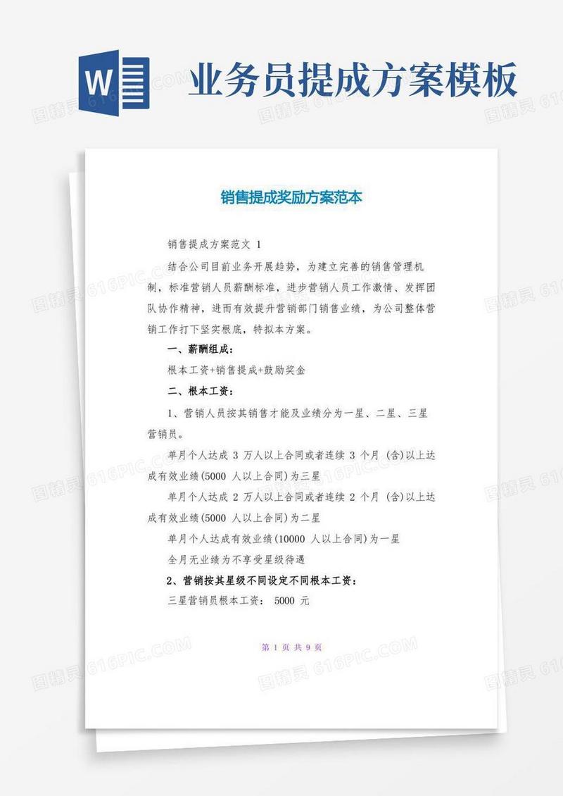 销售提成奖励方案范本